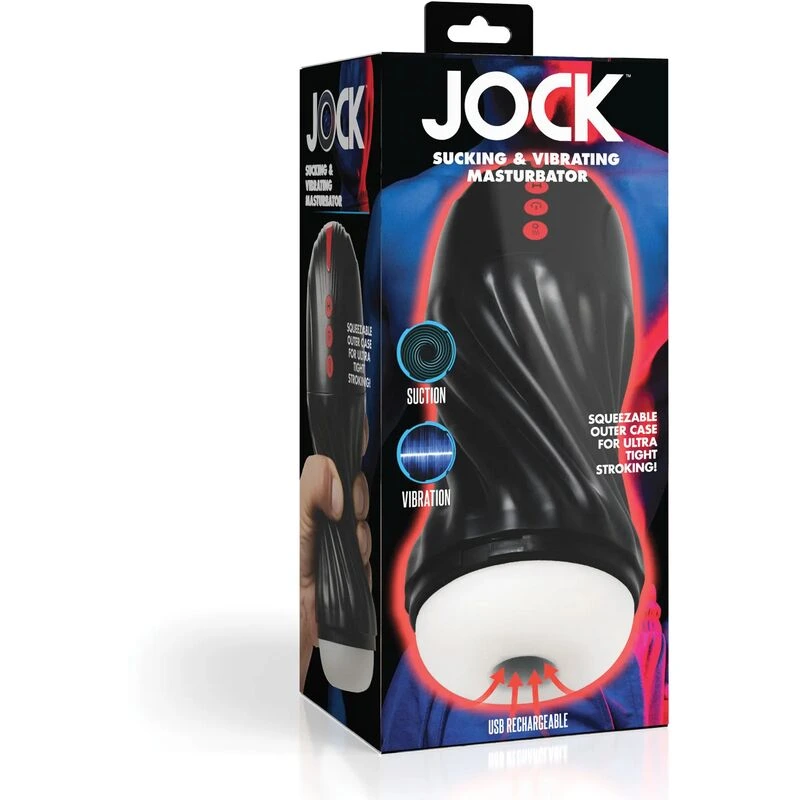 Curve Toys Jock Sucking & Vibrating Masturbator - Black