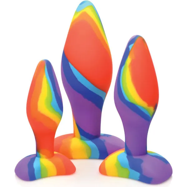 Curve-Toys-Simply-Sweet-Rainbow-Silicone-Butt-Plug-Set