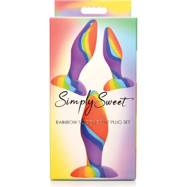 Curve-Toys-Simply-Sweet-Rainbow-Silicone-Butt-Plug-Set