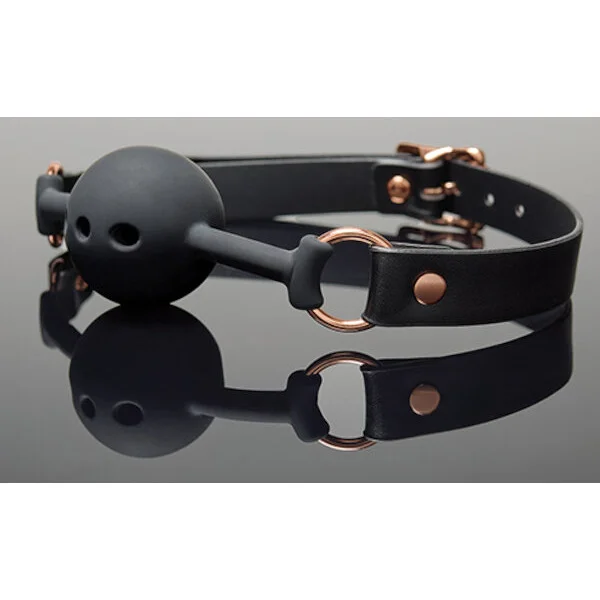 Pleasure-Collection-Adjustable-Ball-Gag-Black-Rose-Gold-O-S