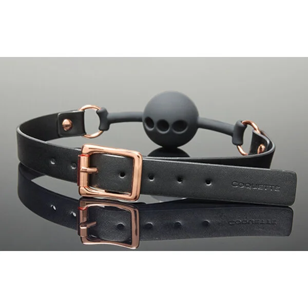 Pleasure-Collection-Adjustable-Ball-Gag-Black-Rose-Gold-O-S