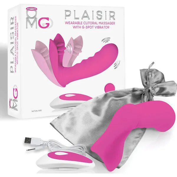 OMG-Plaisir-Wearable-Clitoral-Massager-w-G-Spot-Vibrator-Pink