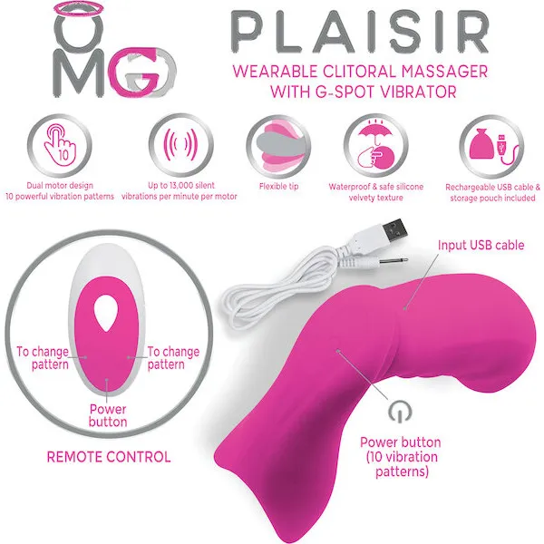 OMG-Plaisir-Wearable-Clitoral-Massager-w-G-Spot-Vibrator-Pink