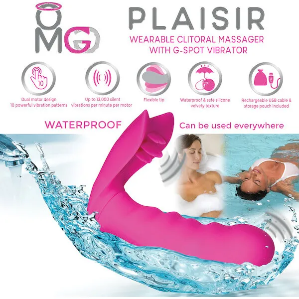 OMG-Plaisir-Wearable-Clitoral-Massager-w-G-Spot-Vibrator-Pink