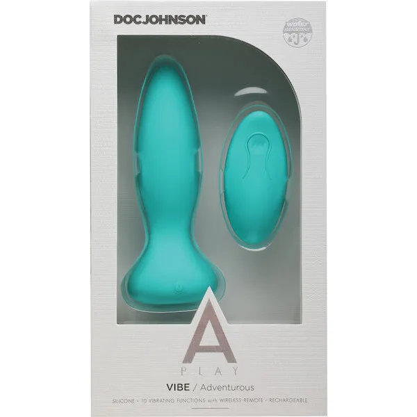 A Play Rechargeable Silicone Adventurous Anal Plug w/Remote - Teal