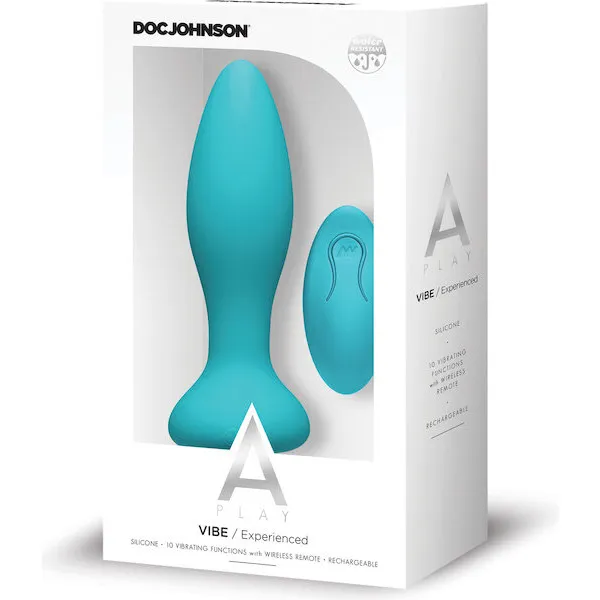 A Play Rechargeable Silicone Experienced Anal Plug w/Remote - Teal