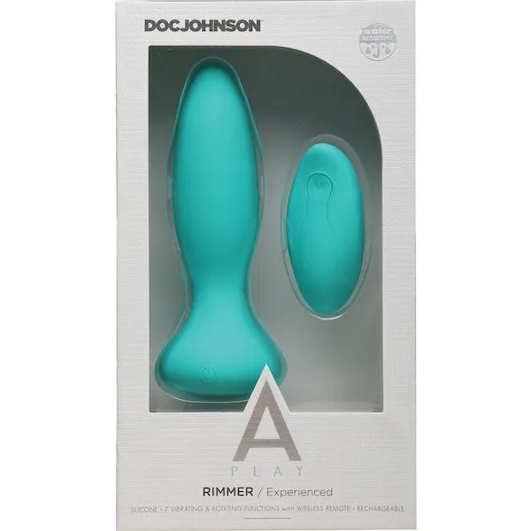 A-Play-Rimmer-Experienced-Rechargeable-Silicone-Anal-Plug-w-Remote-Teal