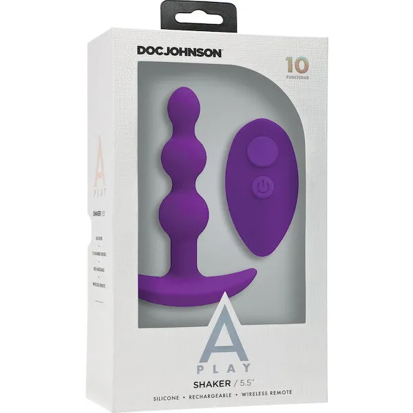 A Play Shaker Rechargeable Silicone Anal Plug w/Remote - Purple