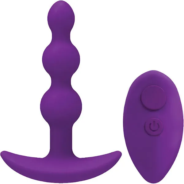 A Play Shaker Rechargeable Silicone Anal Plug w/Remote - Purple