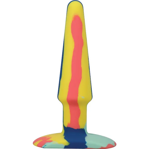 A-Play-5-inch-Goovy-Silicone-Anal-Plug-Multicolor-Yellow