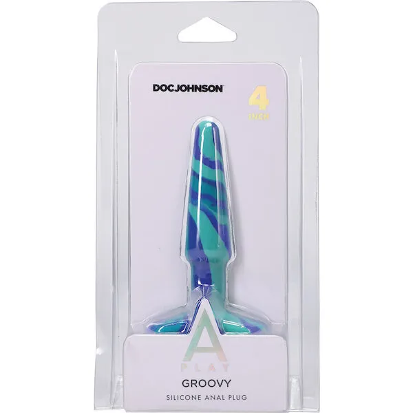 A-Play-4-inch-Groovy-Silicone-Anal-Plug-Ocean