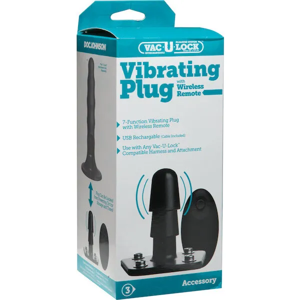 Vac-U-Lock-Vibrating-Remote-Plug-w-Snaps-Black