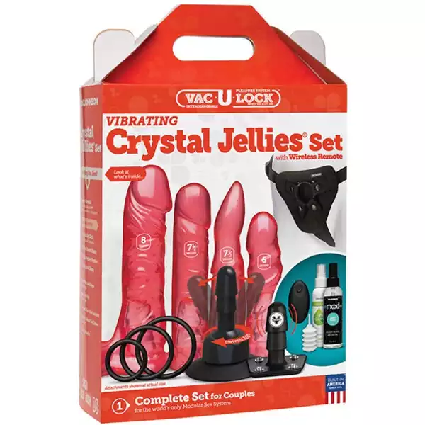 Vac-U-Lock-Vibrating-Crystal-Jellies-Set-w-Wireless-Remote-Pink