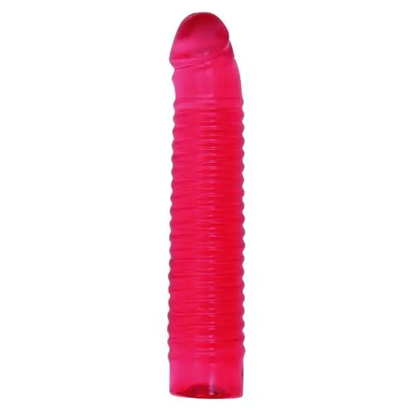 Vivid-7-inch-Pink-Ribbed-Jelly-w-Penis-Head-Sunrise