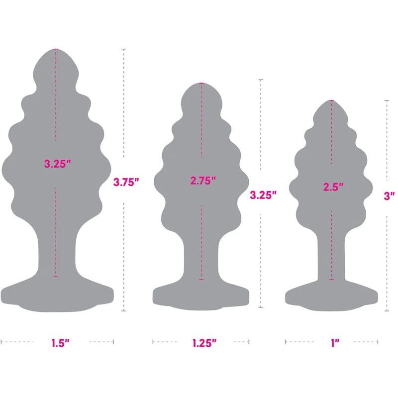 Gemsations-3-pc-2-95-inch-and-3-25-inch-and-3-7-inch-Ripple-Bling-Bling-Metal-Butt-Plug-Training-Set-Silver