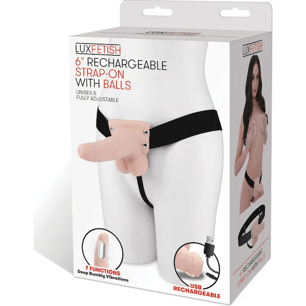 Lux-Fetish-6-inch-Rechargeable-Strap-On-w-Balls-Ivory