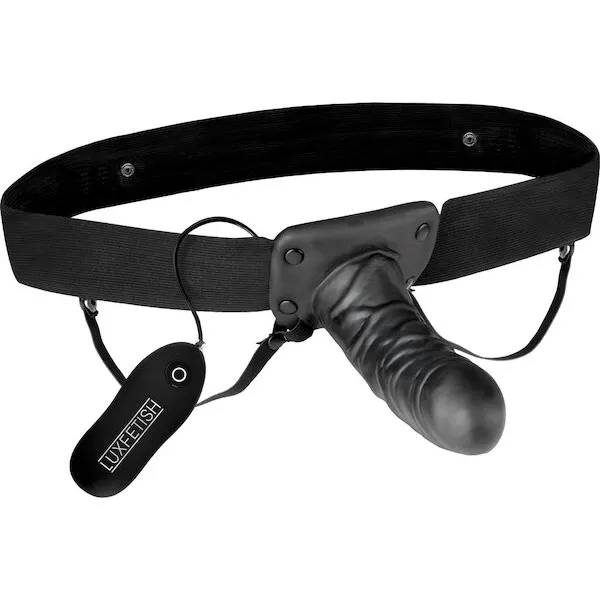 Lux-Fetish-Unisex-Vibrating-Hollow-Strap-On-Dildo