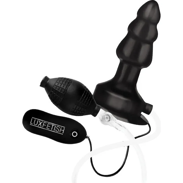 Lux-Fetish-4-inch-Inflatable-Vibrating-Butt-Plug-w-Suction-Base-Black