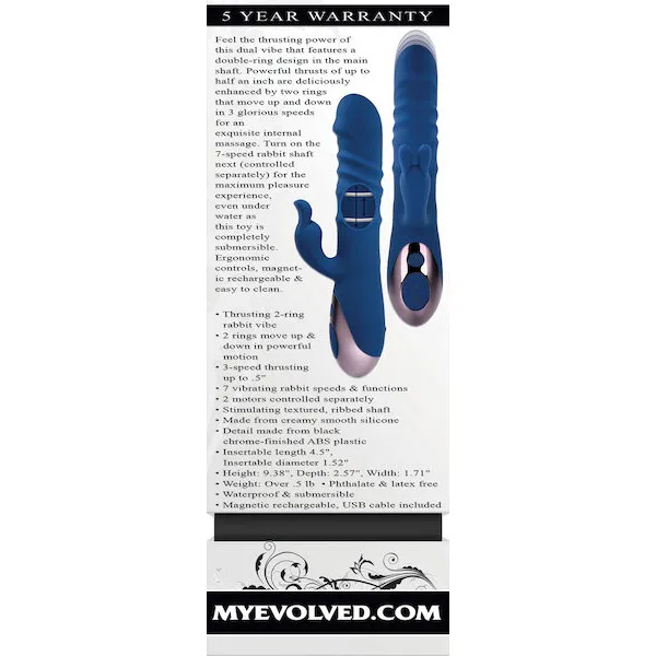 Evolved The Ringer Rechargeable Thrusting Rabbit - Blue