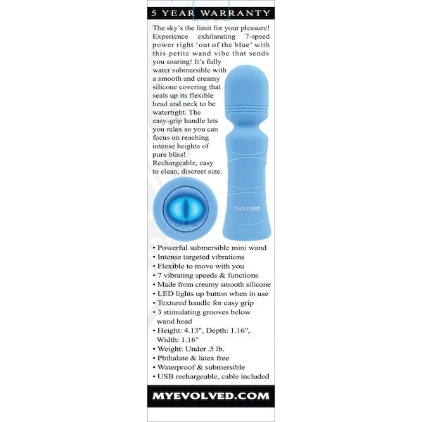 Evolved Out of The Blue Vibrating Mini Wand - Blue