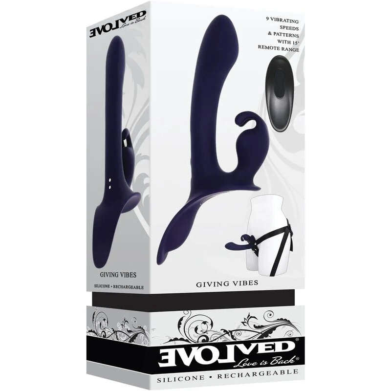 Evolved-Giving-Vibes-Strap-On-Bunny-Eared-Stimulator-w-Remote-Control-Purple