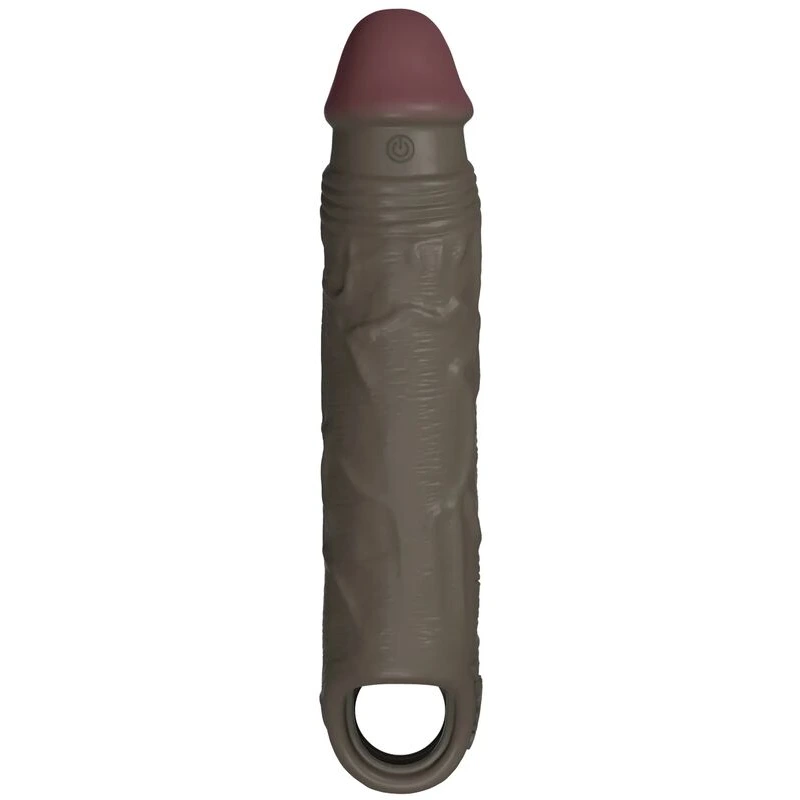 Shaft Flexskin Liquid Silicone 7.8" Vibrating Sheath - Mahogany