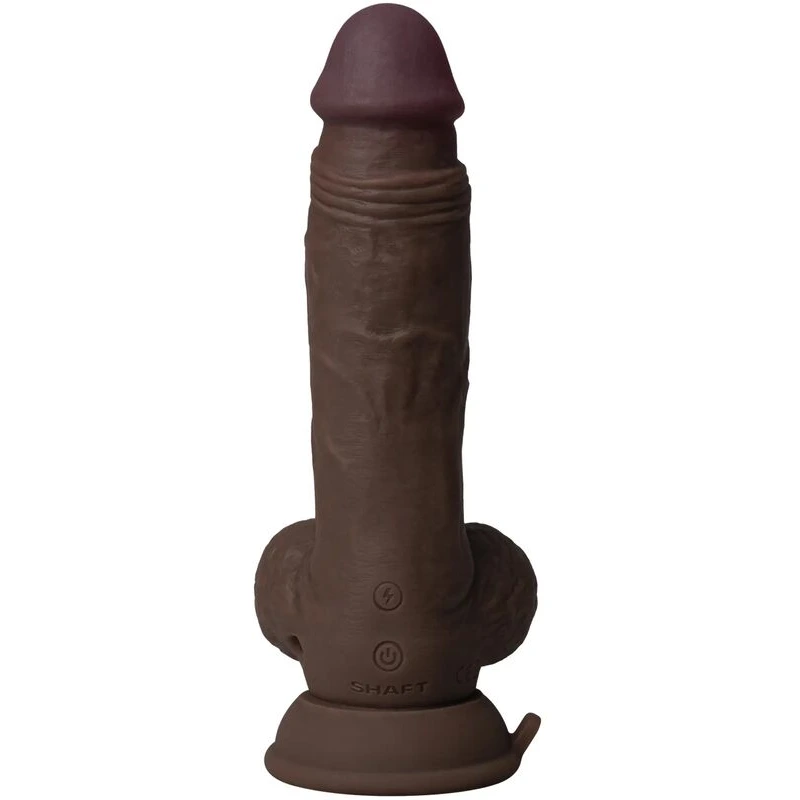 Shaft-Flexskin-Liquid-Silicone-7-5-inch-Vibrating-Dong-w-Balls-Mahogany