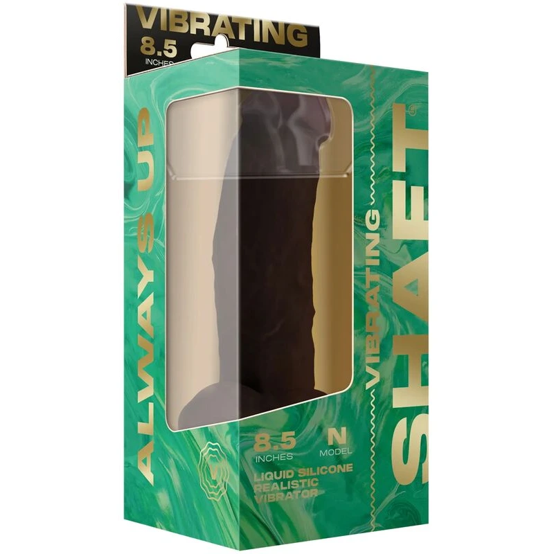 Shaft-Flexskin-Liquid-Silicone-8-5-inch-Vibrating-Side-Curve-Dong-w-Balls-Mahogany