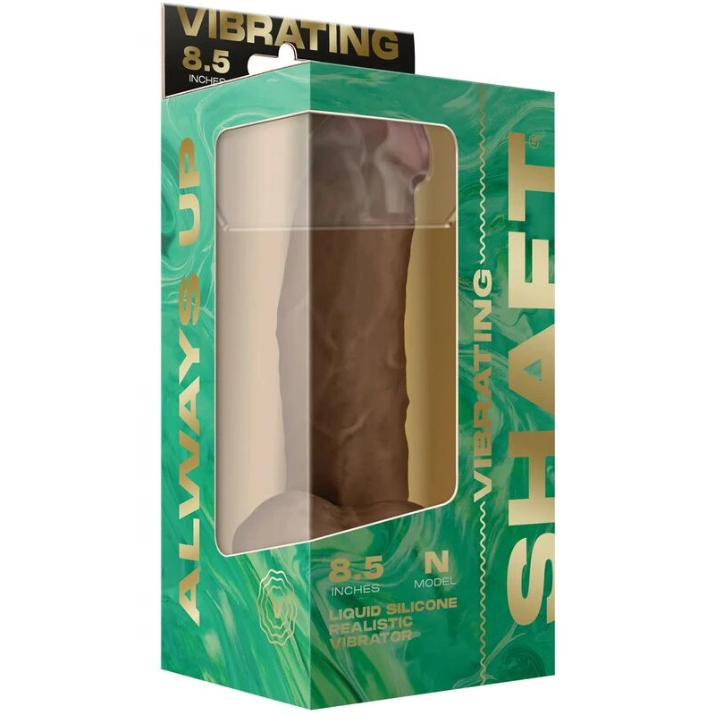 Shaft-Flexskin-Liquid-Silicone-8-5-inch-Vibrating-Side-Curve-Dong-w-Balls-Oak