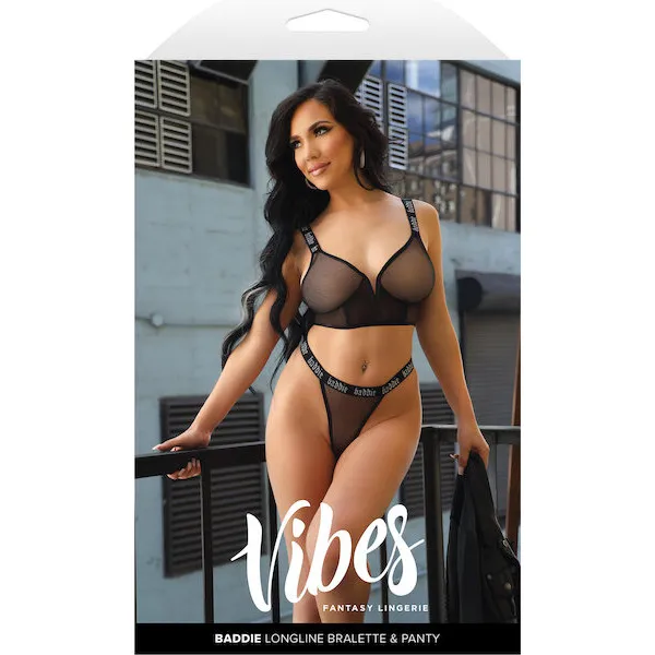 Vibes-Baddie-Glitter-Mesh-Long-Line-Bralette-and-Thong-Black-L-XL