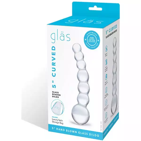 Glas-5-inch-Curved-Glass-Beaded-Dildo