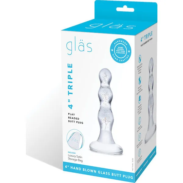 Glas-Triple-Play-Beaded-Butt-Plug-Clear