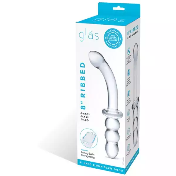 Glas-8-inch-Ribbed-G-Spot-Glass-Dildo