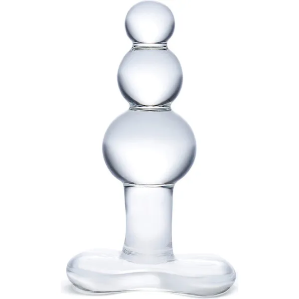 Glas-4-inch-Beaded-Glass-Butt-Plug-w-Tapered-Base-Clear