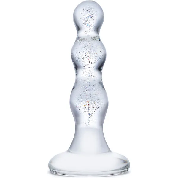 Glas-Triple-Play-Beaded-Butt-Plug-Clear