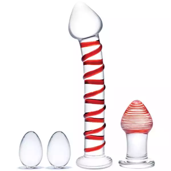 Glas-4-pc-Mr-Swirly-Set-w-Glass-Kegal-Balls-and-3-25-inch-Butt-Plug-Red