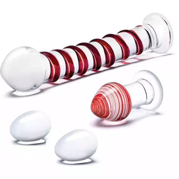Glas-4-pc-Mr-Swirly-Set-w-Glass-Kegal-Balls-and-3-25-inch-Butt-Plug-Red