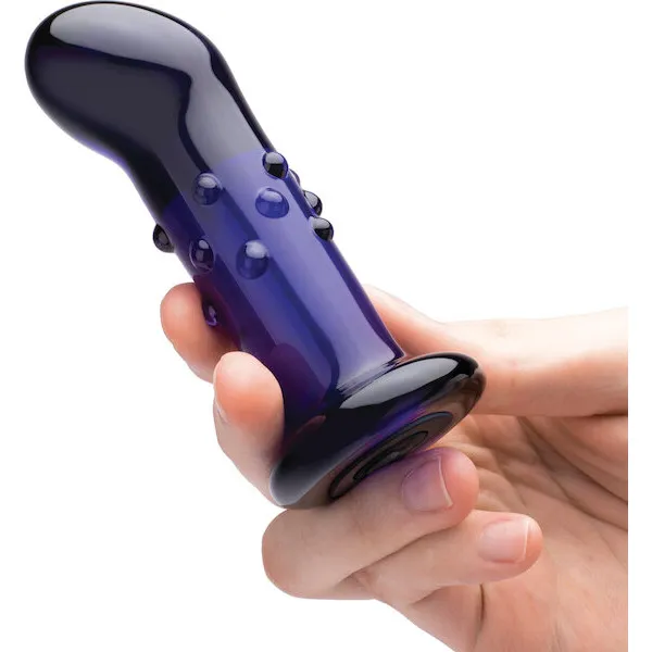 Glas-4-inch-Rechargeable-Vibrating-Dotted-G-Spot-P-Spot-Plug-Blue