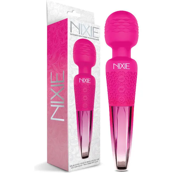 Nixie-Rechargeable-Wand-Massager-Pink-Ombre-Metallic