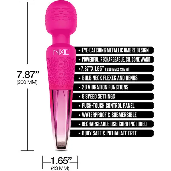 Nixie-Rechargeable-Wand-Massager-Pink-Ombre-Metallic