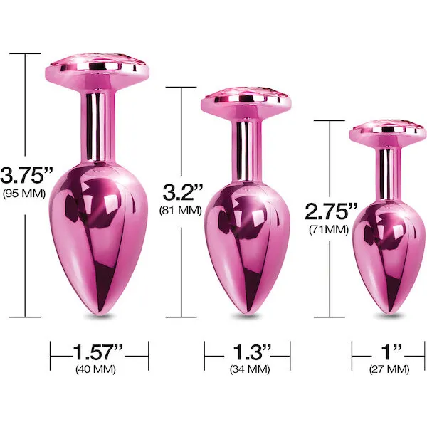 Nixie-Metal-Butt-Plug-Trainer-Set-w-Inlaid-Jewel-Pink-Metallic