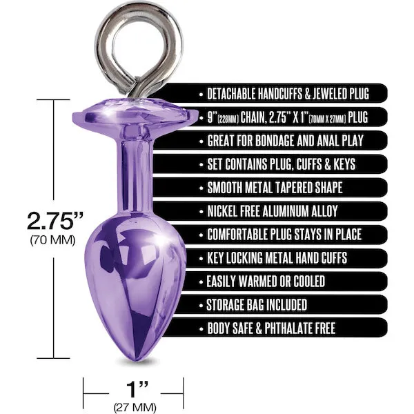 Nixie-Metal-Butt-Plug-w-Inlaid-Jewel-and-Fur-Cuff-Set-Purple-Metallic
