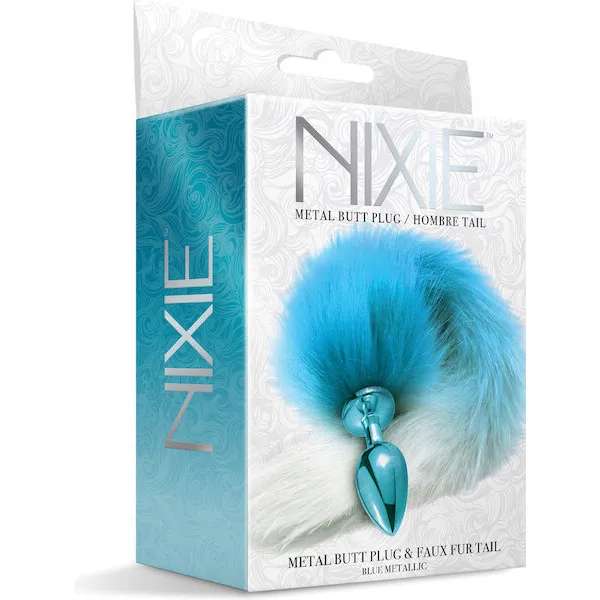 Nixie-Metal-Butt-Plug-w-Faux-Fur-Tail-Blue-Metallic