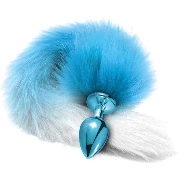Nixie-Metal-Butt-Plug-w-Faux-Fur-Tail-Blue-Metallic