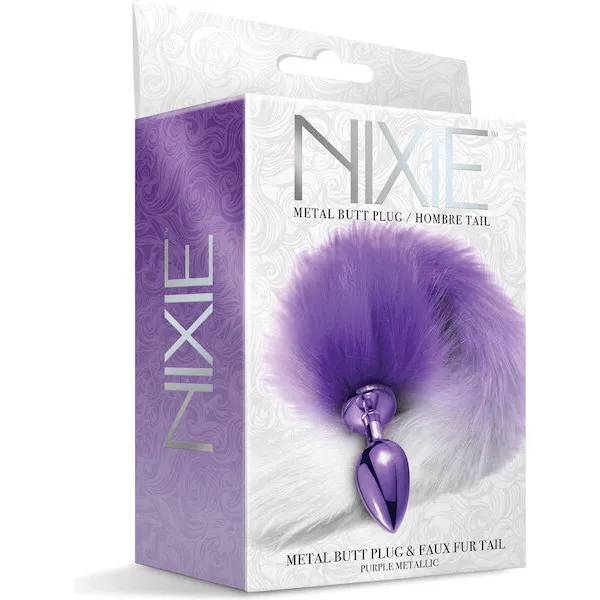 Nixie-Metal-Butt-Plug-w-Faux-Fur-Tail-Purple-Metallic