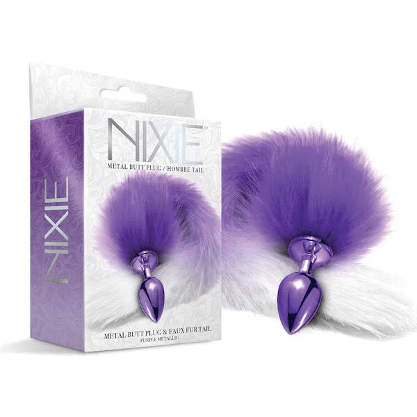 Nixie-Metal-Butt-Plug-w-Faux-Fur-Tail-Purple-Metallic