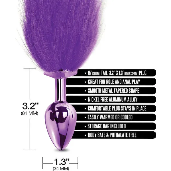 Nixie-Metal-Butt-Plug-w-Faux-Fur-Tail-Purple-Metallic
