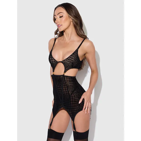 Snake-Velvet-Burnout-Mesh-Chemise-and-G-String-Set-Black-SM