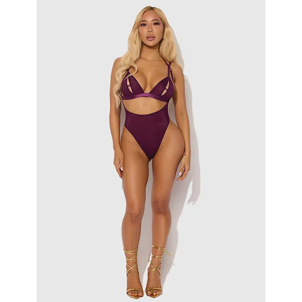 Yasmine-Shimmer-Mesh-Slit-Cup-Backless-Teddy-and-Bralette-Set-Burgundy-3X-4X