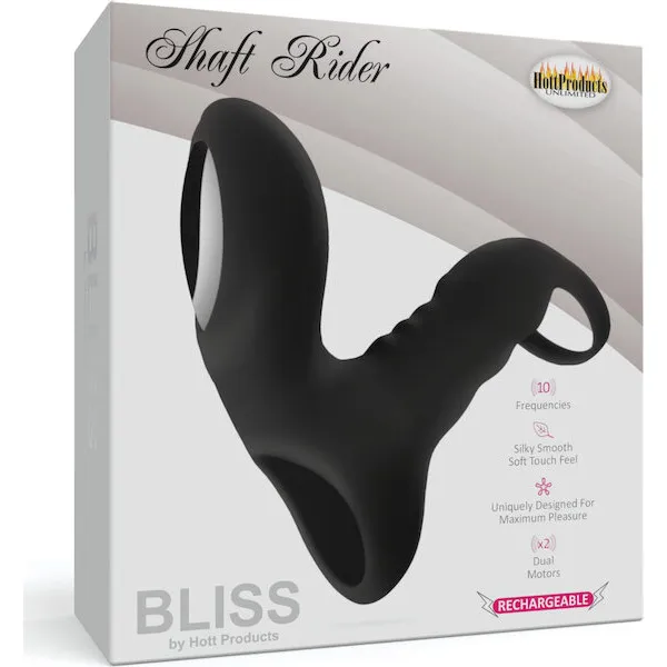 Bliss Shaft Rider Vibrating Cock Ring Sleeve - Black
